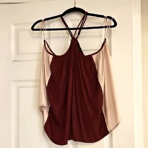 Elegant Burgundy and Light Pink Women's Top